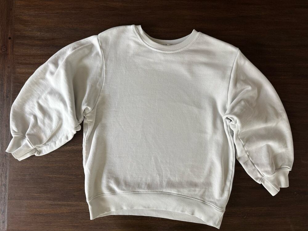 AGOLDE Thora Sweatshirt Misty Gray 3/4 Sleeve Crewneck Pullover Terry M